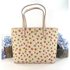 Michael Kors Vanilla Monogram Floral Faux Leather Carter Travel Tote Bag NWT